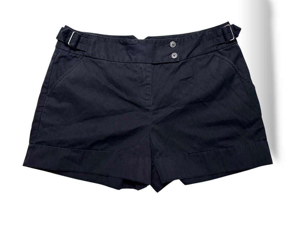 London Jean Black Cotton High/Regular Rise Cuffed Hem Chino Shorts Size 10